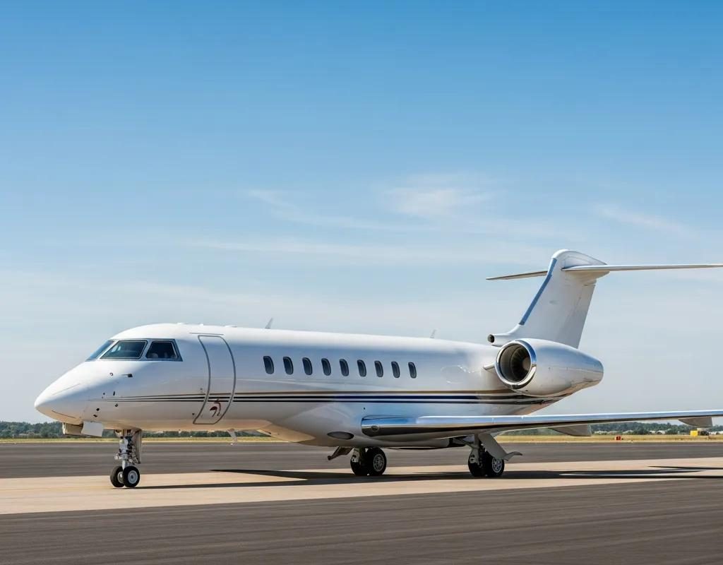 Luxurious private jet on a runway representing exclusive air travel options