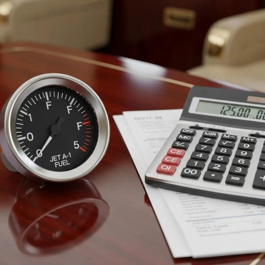 Charter-a ltd fuel gauge and calculator close-up to illustrate charter cost components