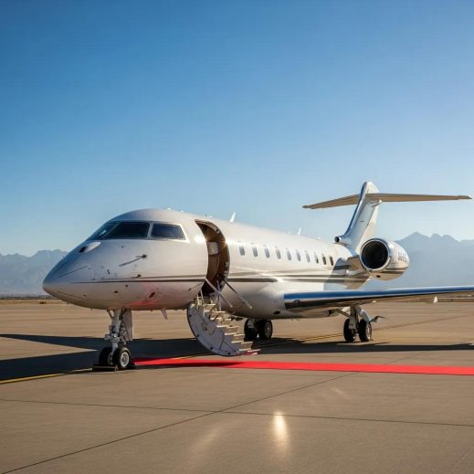Charter-a ltd luxurious private jet on tarmac representing high-end travel options in australia